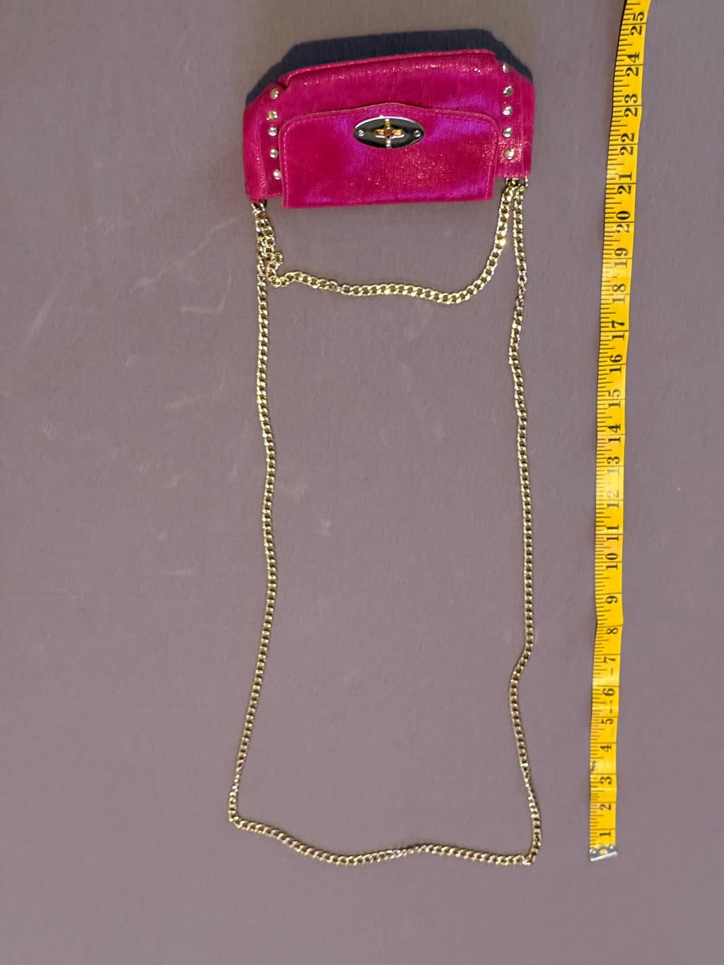 Vintage Genie by THK Hot Pink Metallic Studded Chain Shoulder Bag