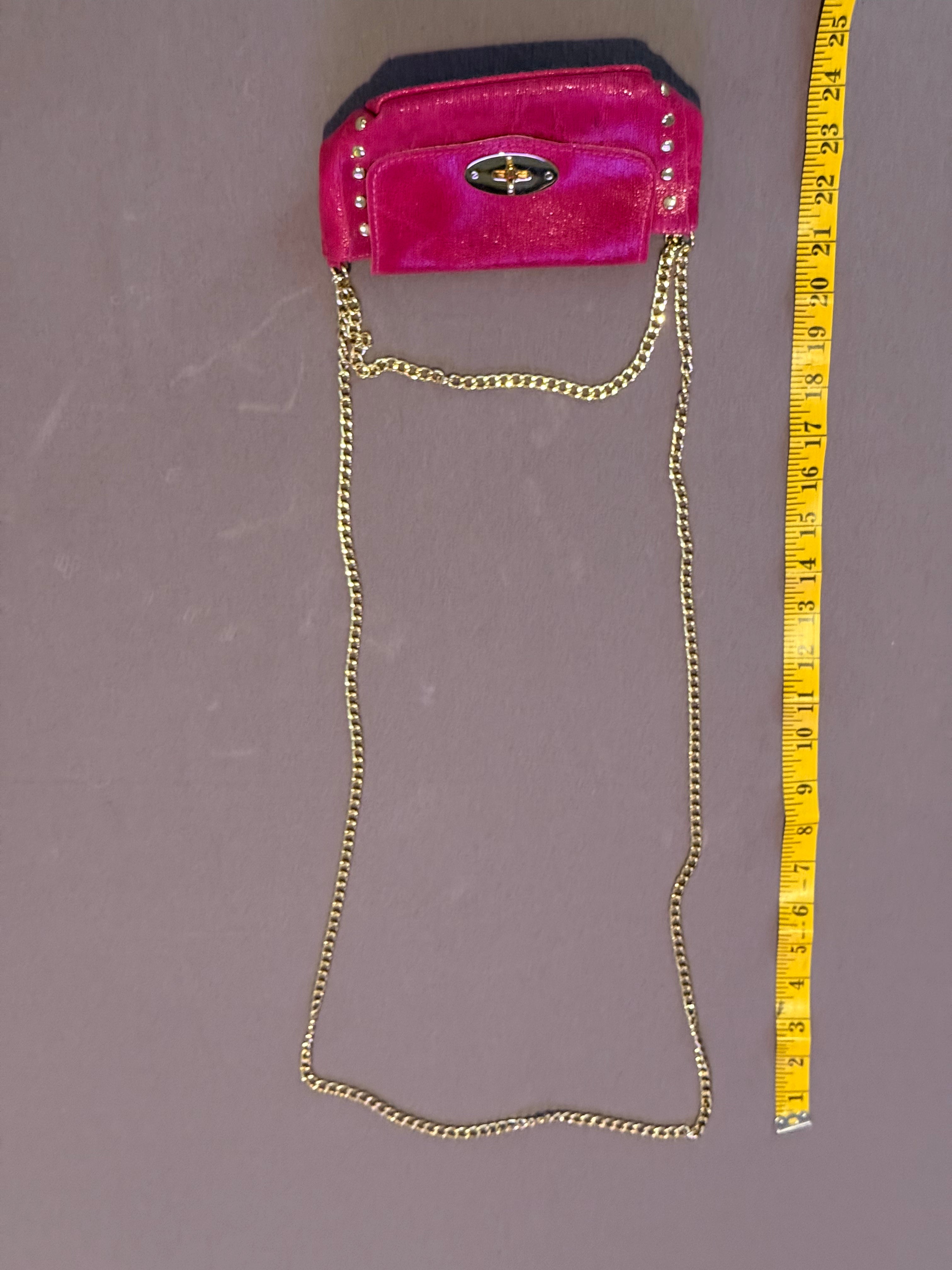 Vintage Genie by THK Hot Pink Metallic Studded Chain Shoulder Bag