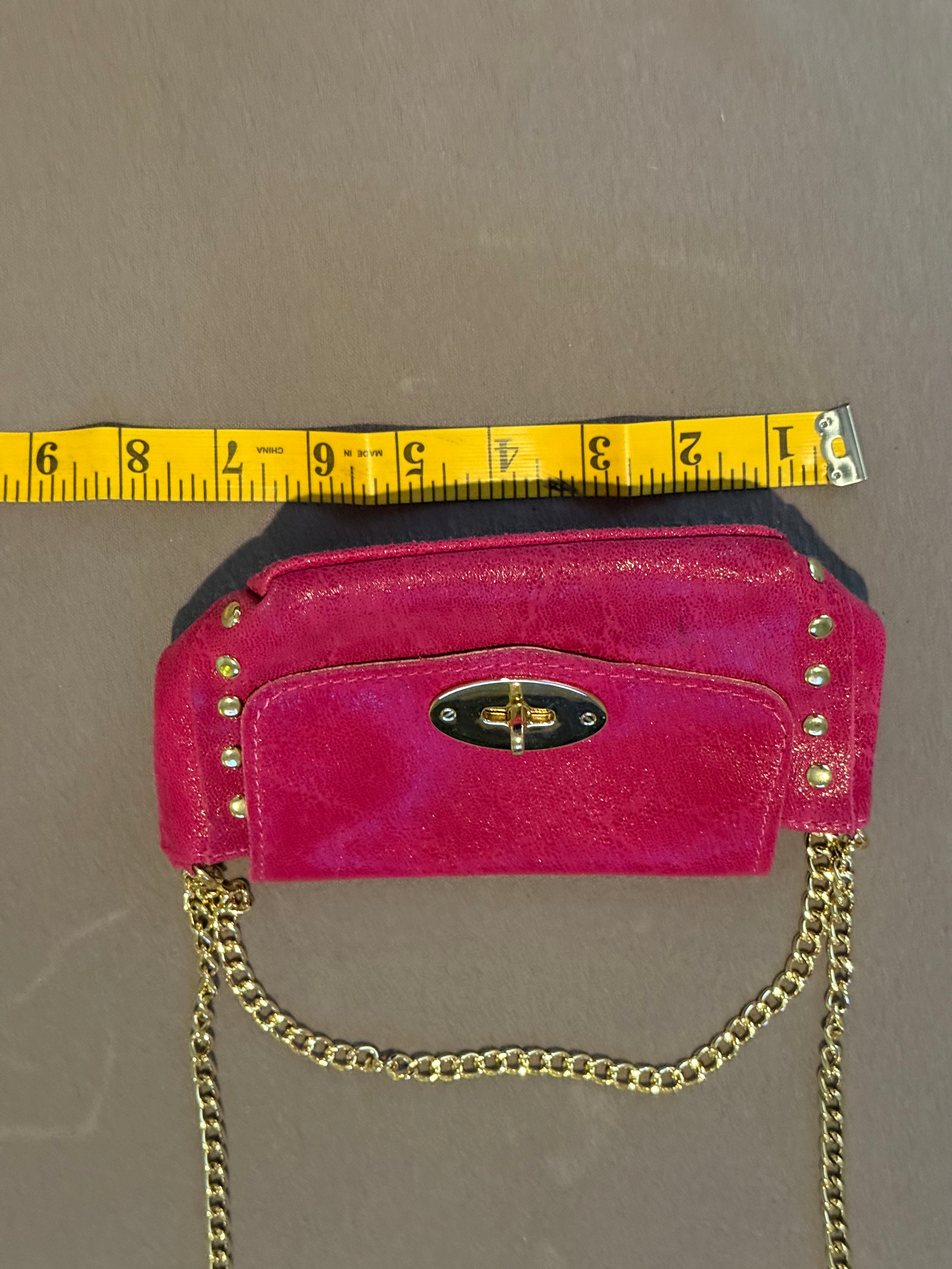 Vintage Genie by THK Hot Pink Metallic Studded Chain Shoulder Bag