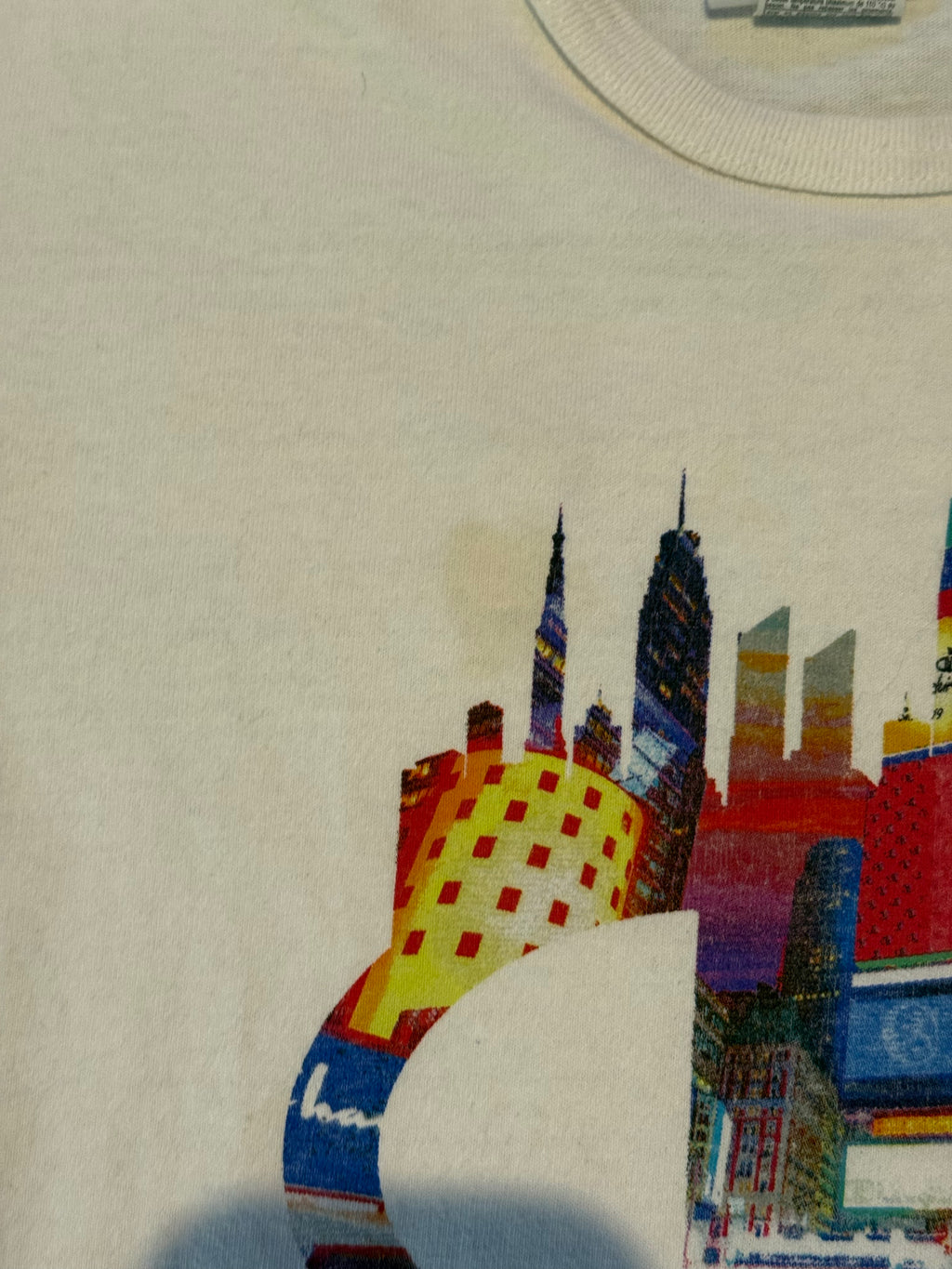 Vintage Champion New York Graphic T-Shirt White Small 100% Cotton NYC Skyline Tee