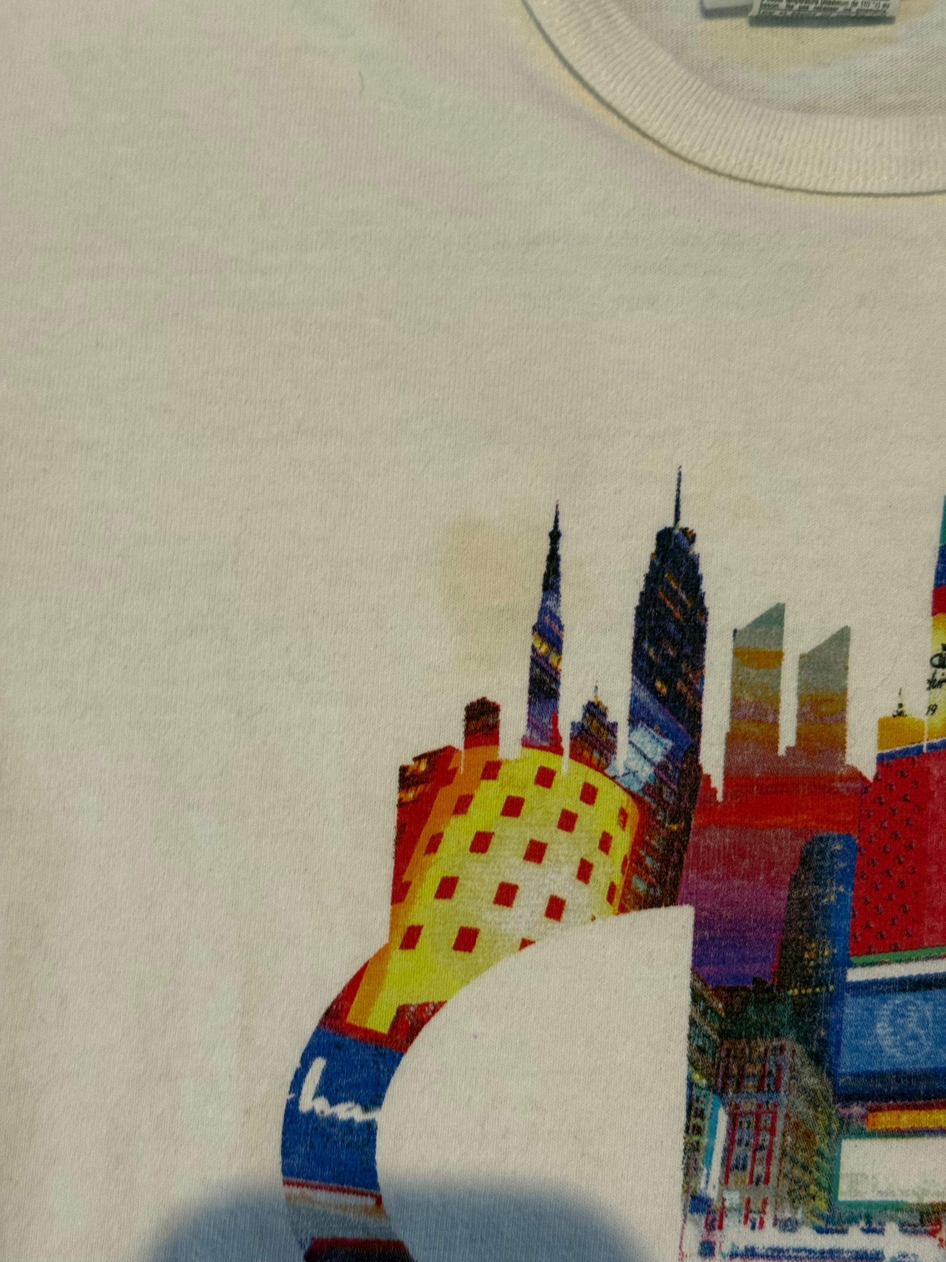 Vintage Champion New York Graphic T-Shirt White Small 100% Cotton NYC Skyline Tee