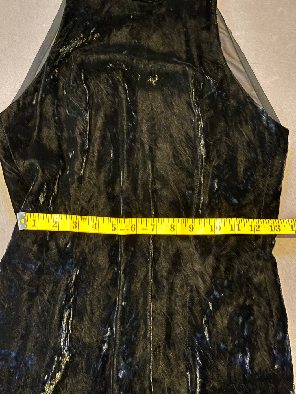 Vintage Donna Ricco Petite Black Velvet & Sheer Bow Dress Size 6