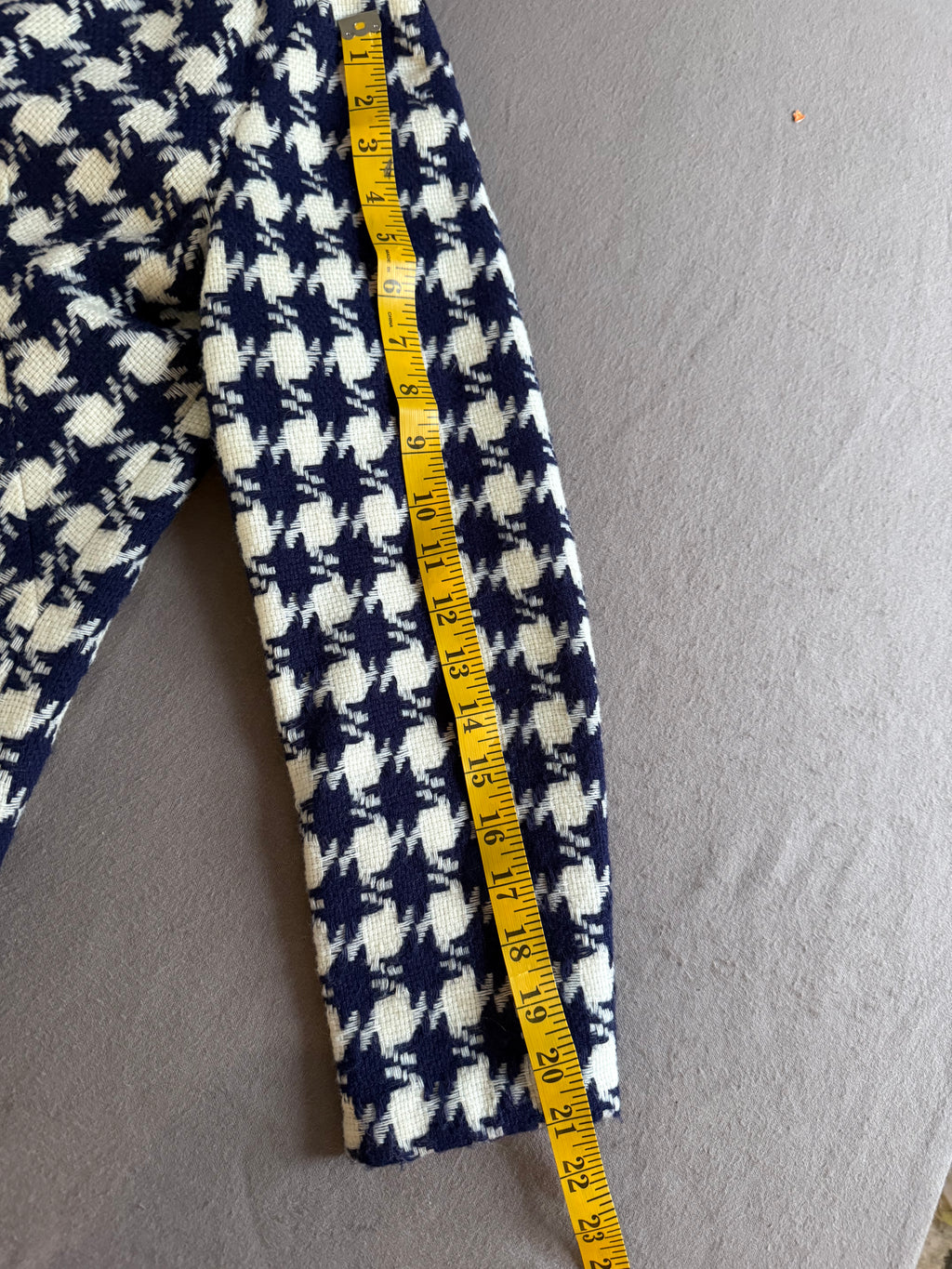 Vintage Navy & Ivory Houndstooth Button Front Coat | 1960s Mod Style