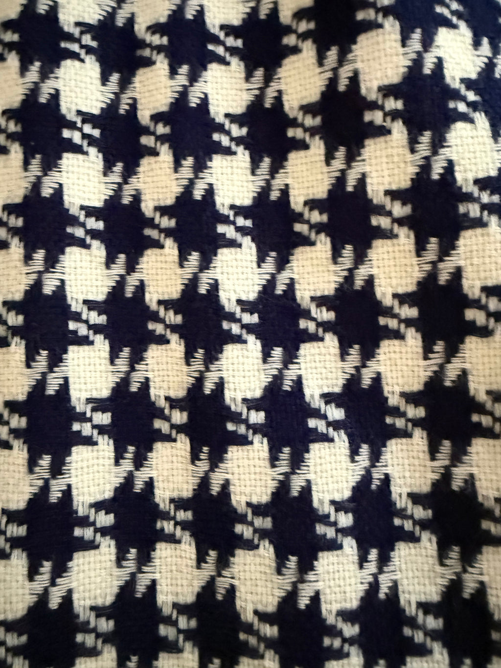 Vintage Navy & Ivory Houndstooth Button Front Coat | 1960s Mod Style