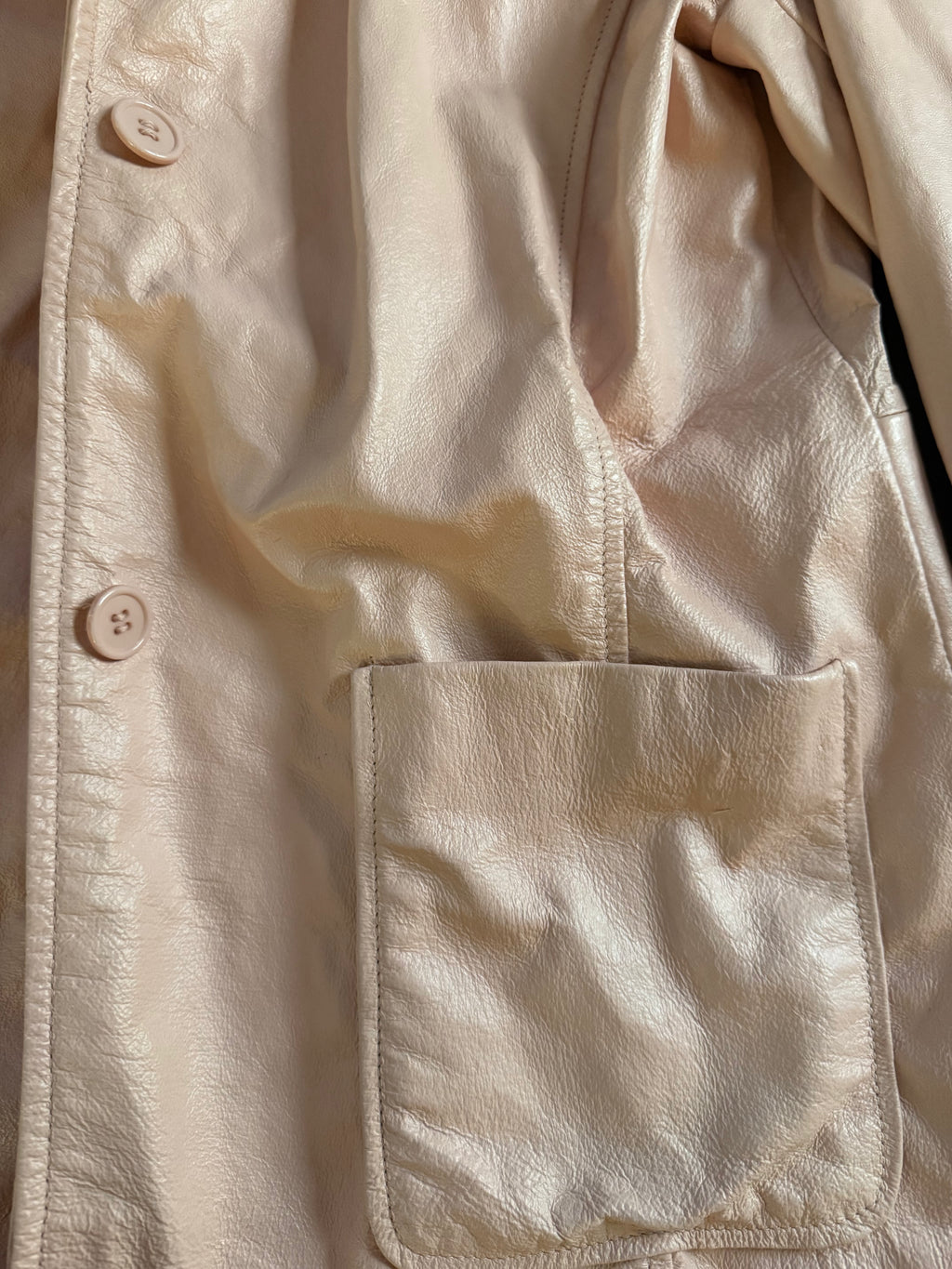 Vintage Metro Style Light Pink Leather Jacket – Size 14