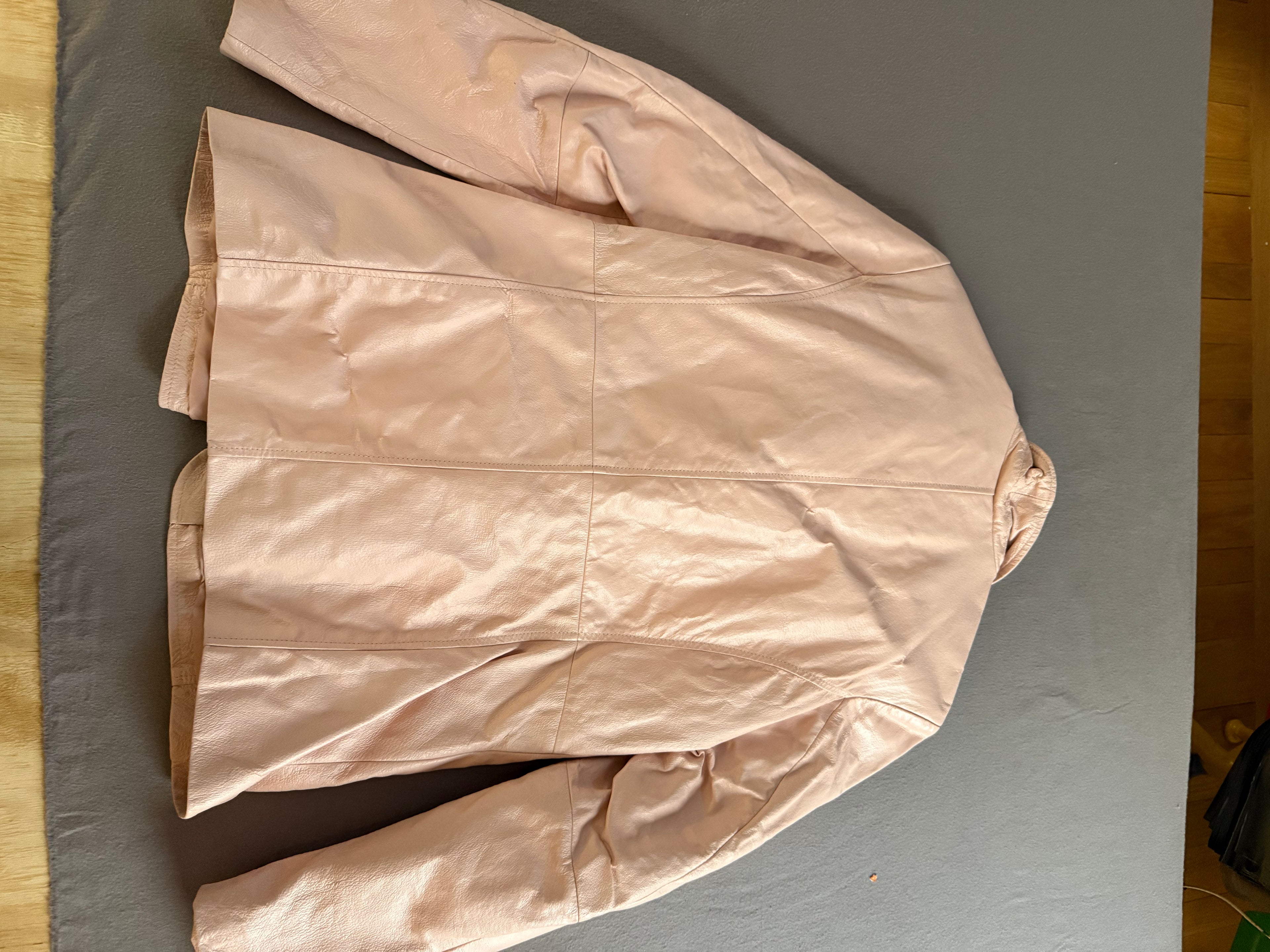 Vintage Metro Style Light Pink Leather Jacket – Size 14