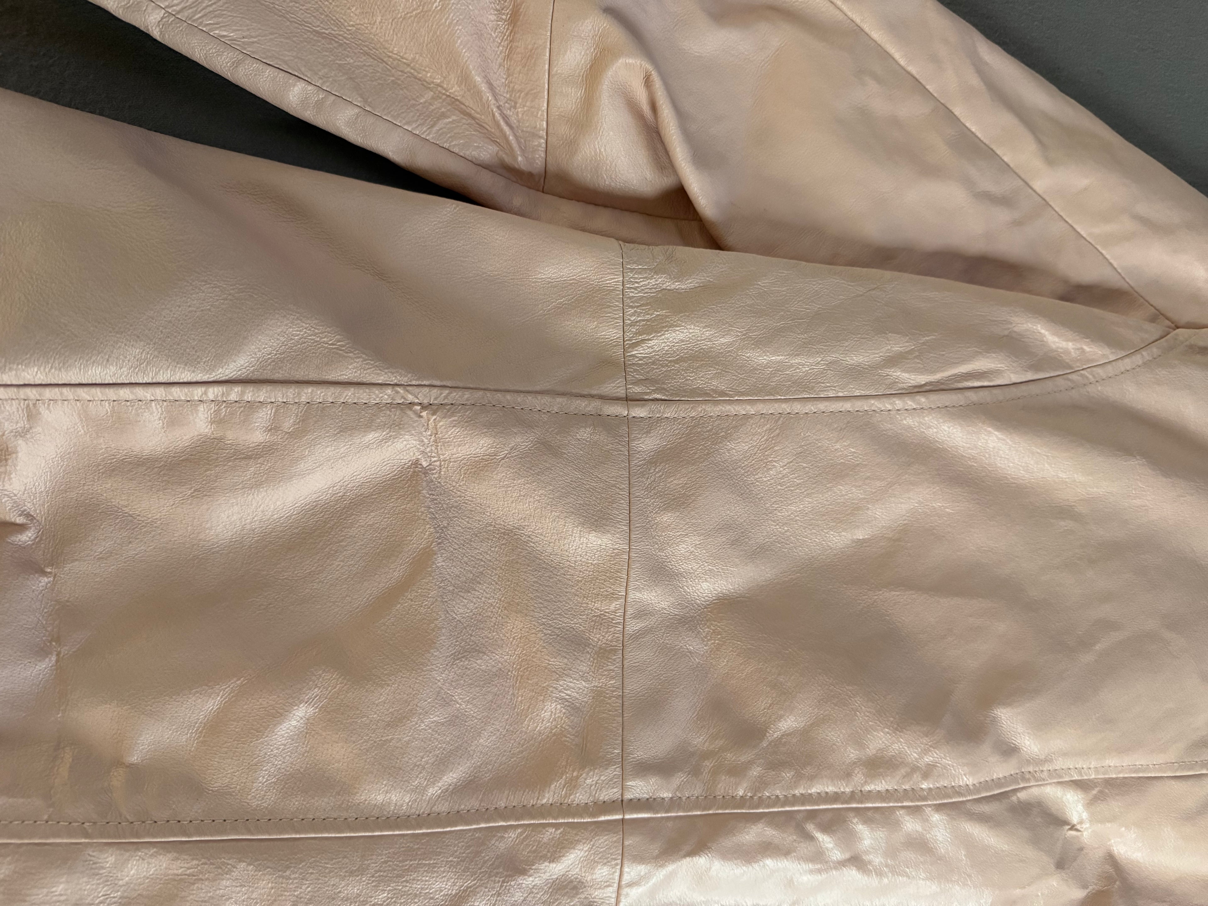 Vintage Metro Style Light Pink Leather Jacket – Size 14