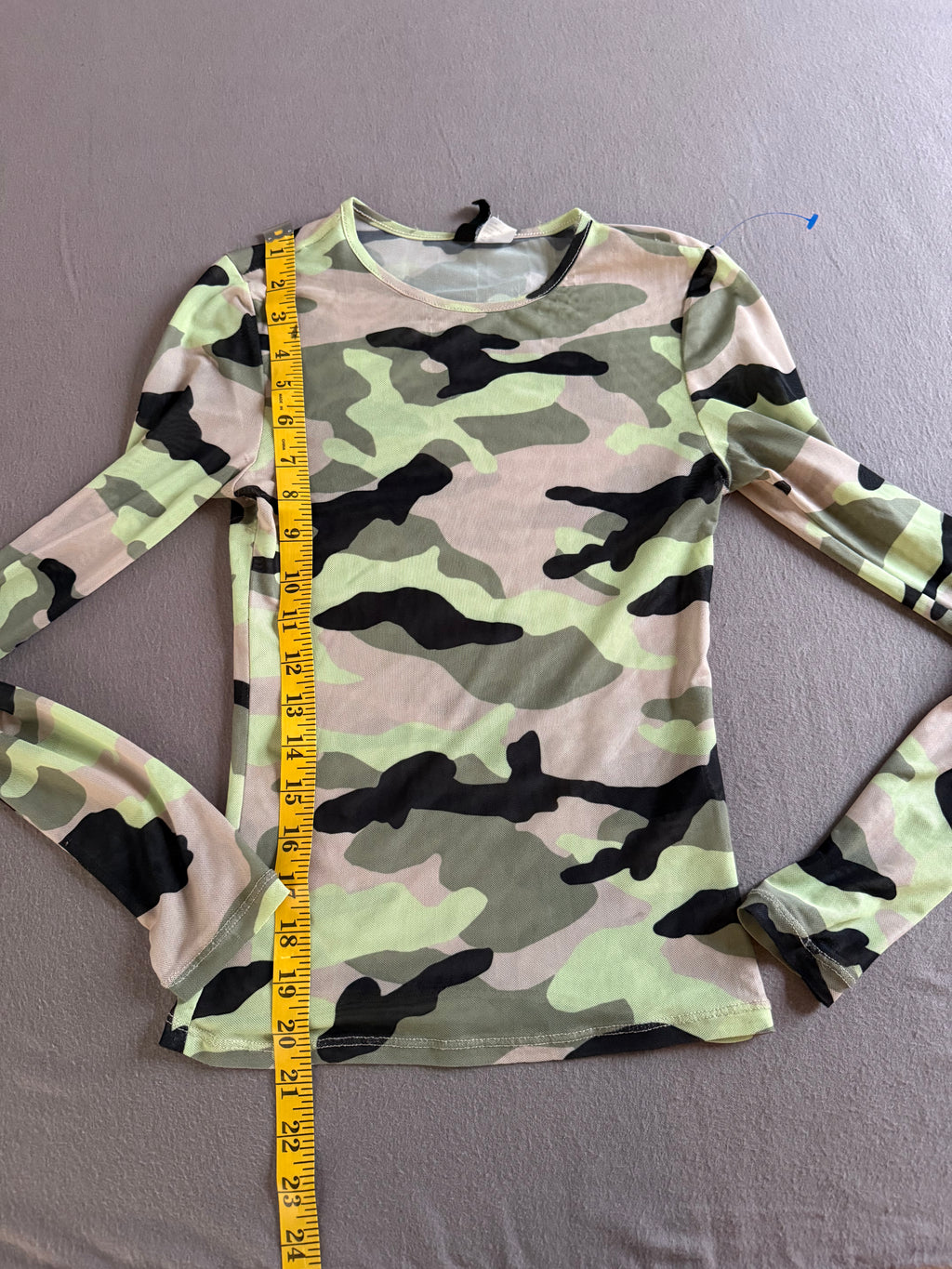 Divided Sheer Camouflage Long Sleeve Top – XS – Y2K Grunge