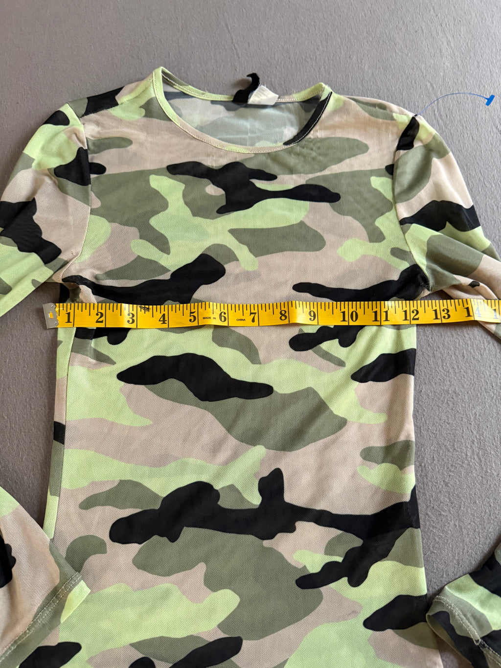 Divided Sheer Camouflage Long Sleeve Top – XS – Y2K Grunge