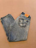 Vintage Levi’s 501 Jeans W33 L30 – Distressed Medium Wash Button Fly Straight Leg Denim